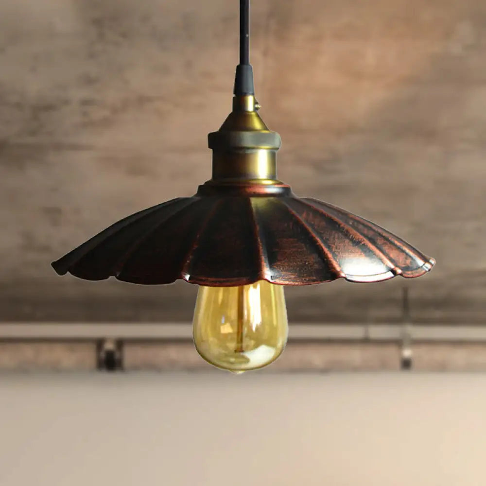 Aniyah Scalloped Pendant - Antique Copper Charm For Living Rooms Lights