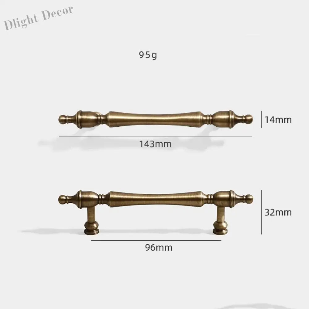 Antique American Brass Cabinet Handle – Bronzed Wardrobe Pull Bar and Drawer Knob 143mm bar Handles