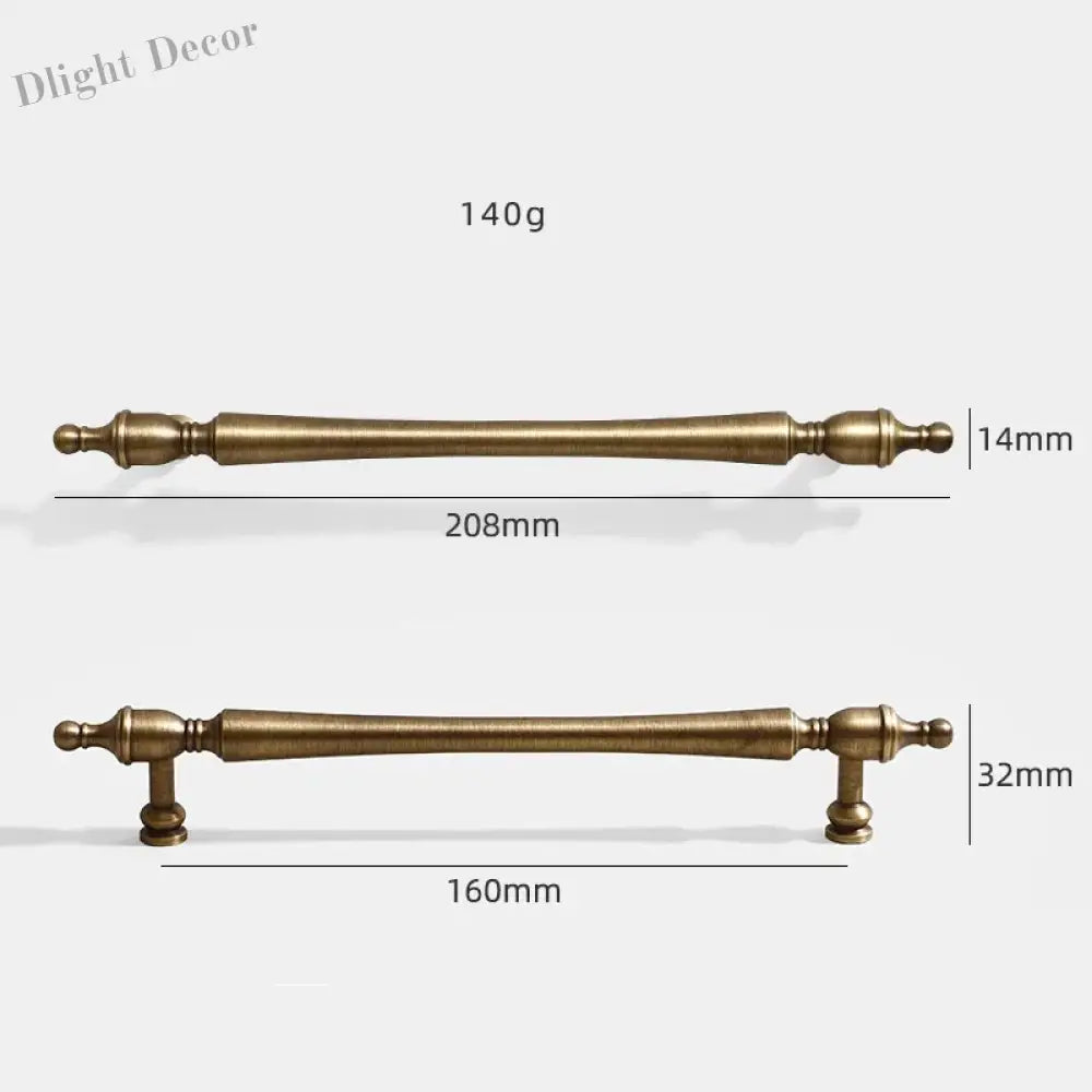 Antique American Brass Cabinet Handle – Bronzed Wardrobe Pull Bar and Drawer Knob 208mm bar Handles