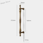 Antique Brass Furniture Cabinet Handle – American Vintage Wardrobe Knob and Drawer Pull 212mm bar Handles