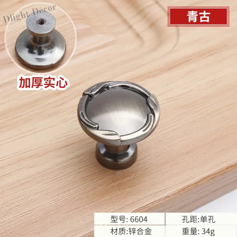 Antique Bronze Cabinet Handles - Vintage Zinc Alloy Drawer Pulls for Furniture 6604 single hole A Handles