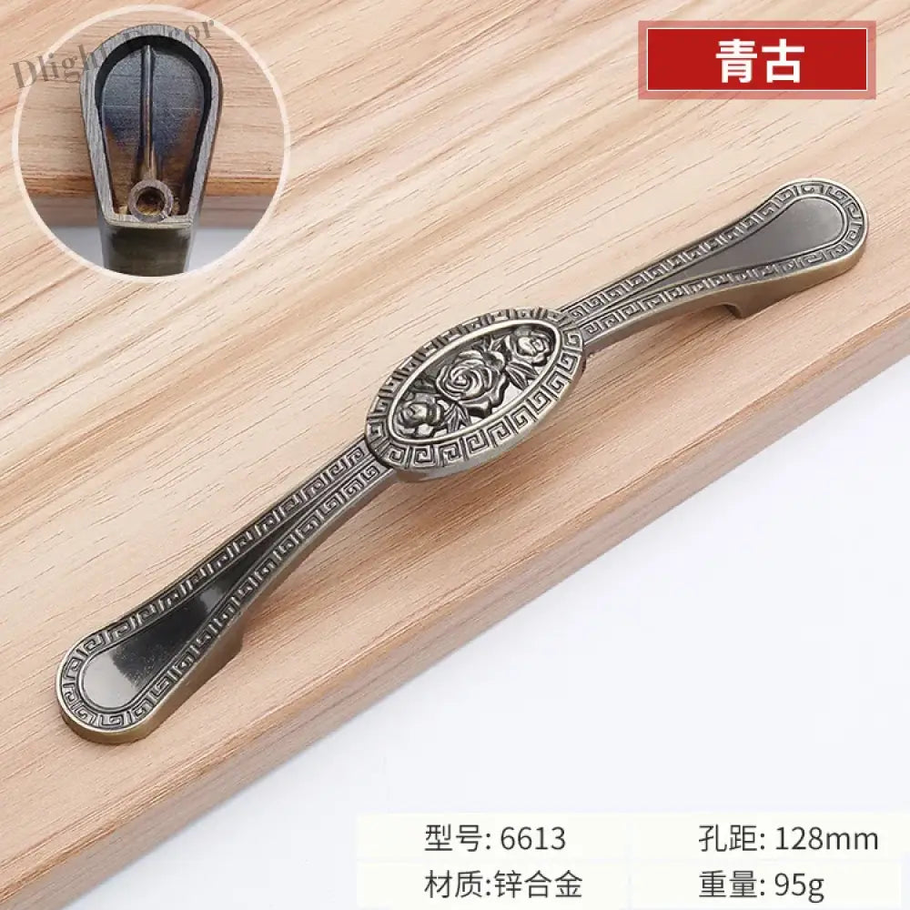 Antique Bronze Cabinet Handles - Vintage Zinc Alloy Drawer Pulls for Furniture 6613 128mm Handles