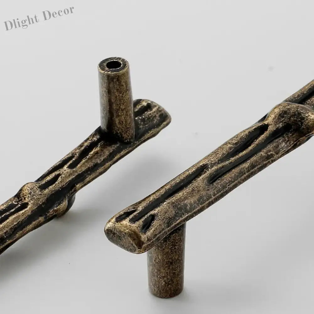Antique Tree Pole Kitchen Drawer Handles - Zinc Alloy Cabinet Knobs in Bronze Gold and Black Handles