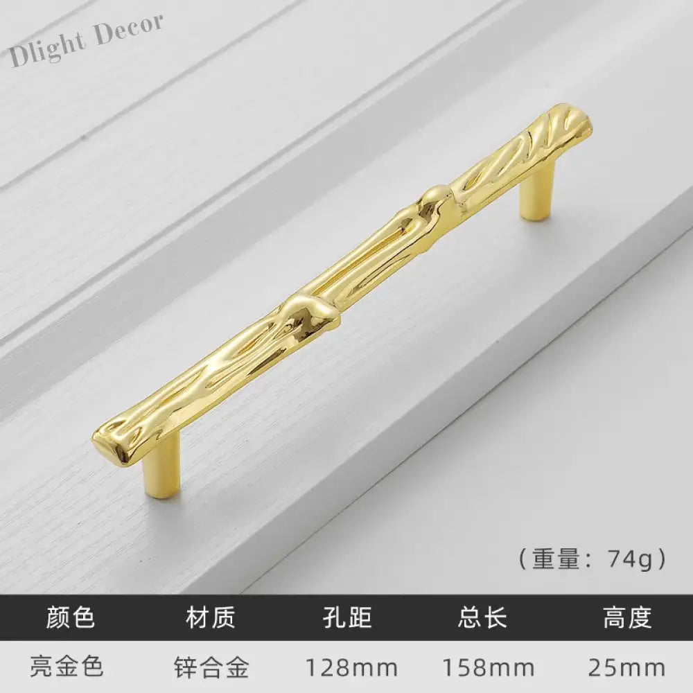Antique Tree Pole Kitchen Drawer Handles - Zinc Alloy Cabinet Knobs in Bronze Gold and Black Bright gold 128mm Handles