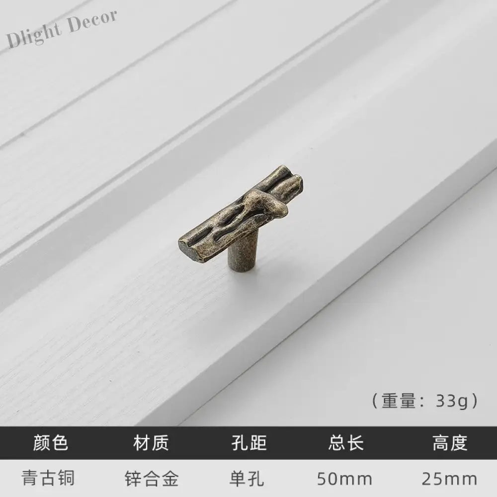 Antique Tree Pole Kitchen Drawer Handles - Zinc Alloy Cabinet Knobs in Bronze Gold and Black Bronze T Handles
