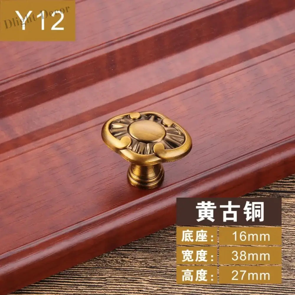 Antique Yellow Bronze Cabinet Handles - Brushed Vintage Drawer Pulls for Kitchen and Wardrobe Doors Y12 Handles