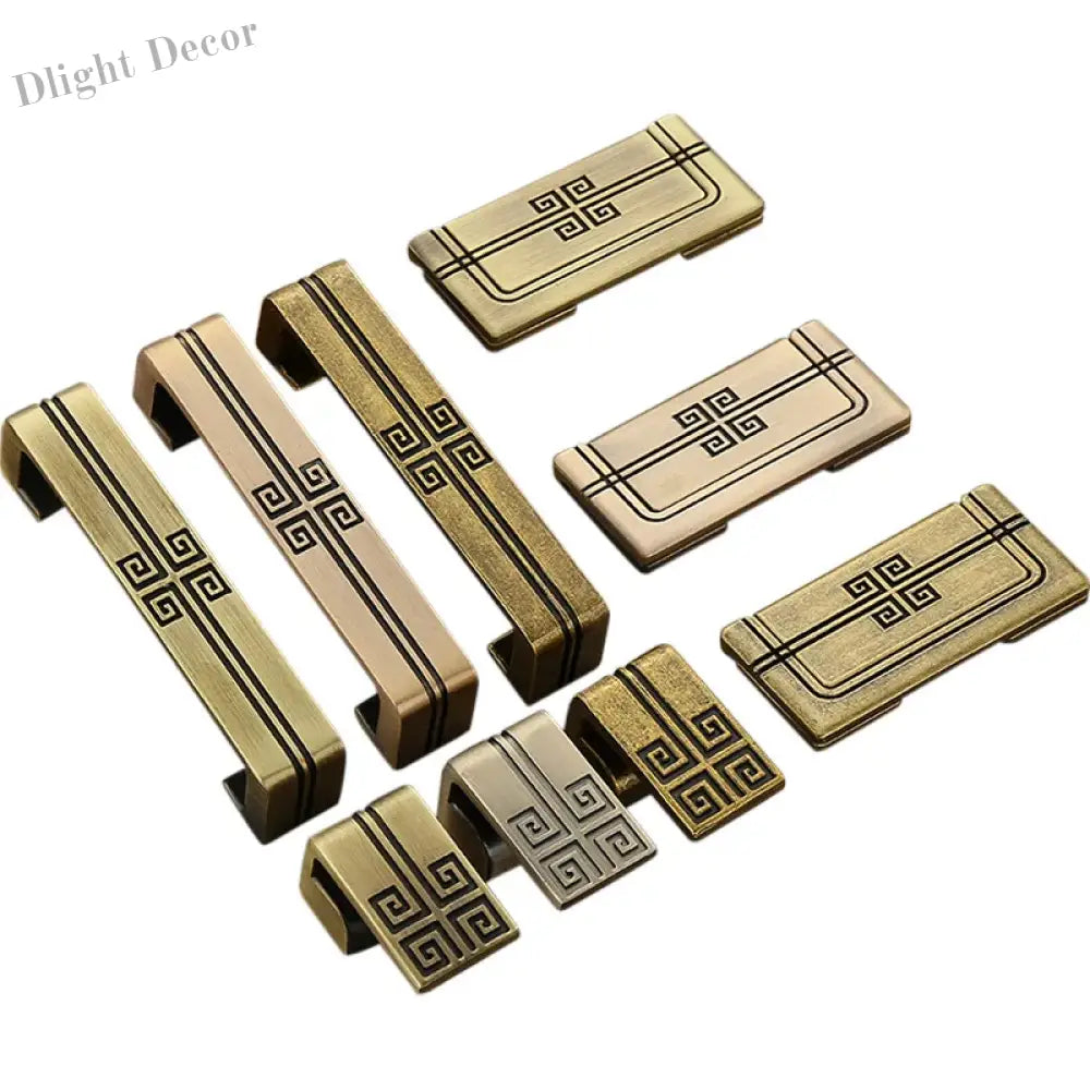 Antique Yellow Bronze Wardrobe Handles - Modern Zinc Alloy Drawer Knobs for Cabinets and Closets Handles