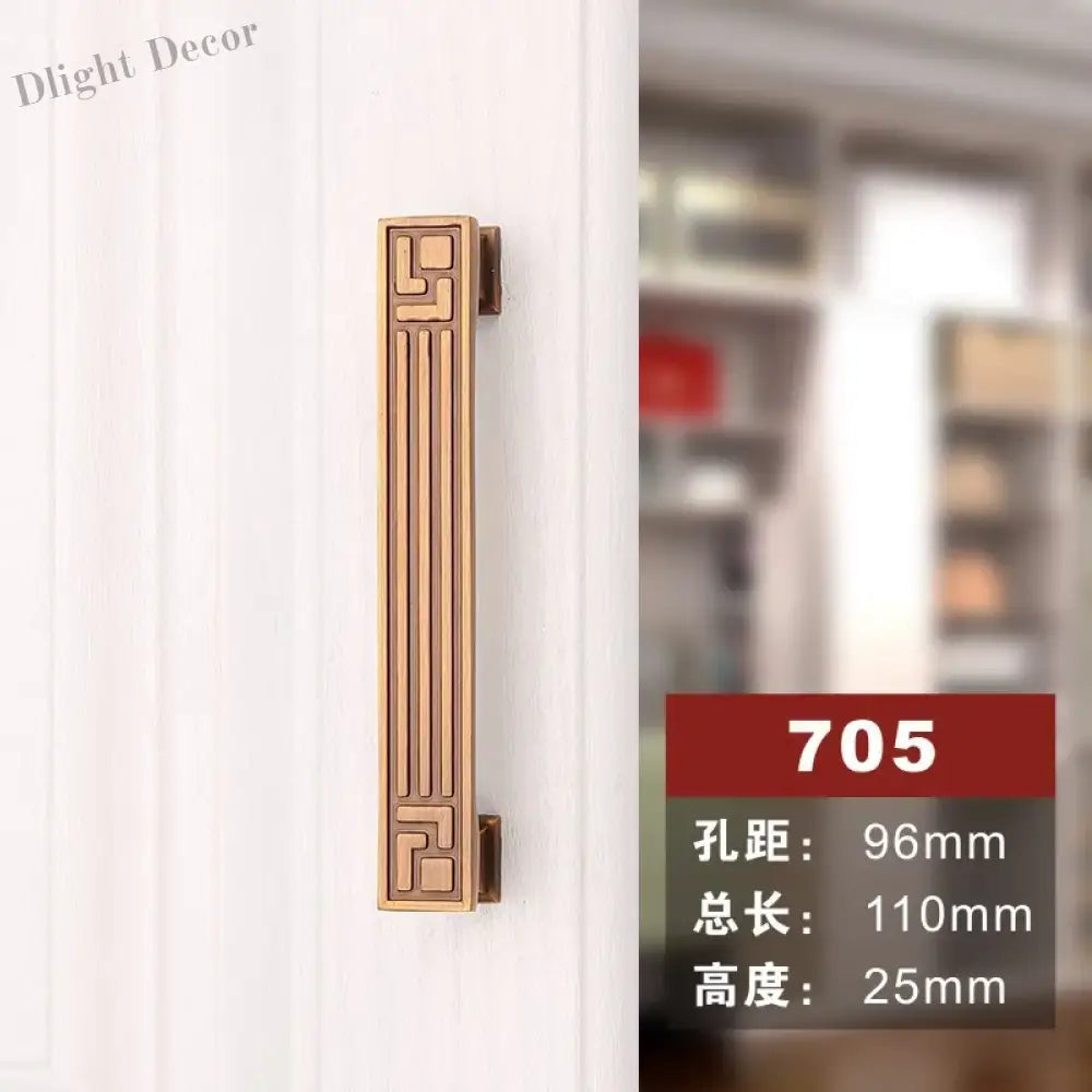 Antique Yellow Bronze Wardrobe Handles - Modern Zinc Alloy Drawer Knobs for Cabinets and Closets 705 96mm Handles