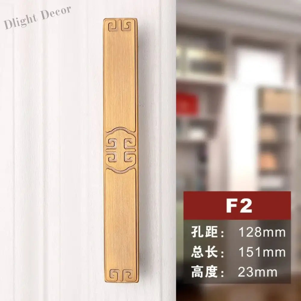 Antique Yellow Bronze Wardrobe Handles - Modern Zinc Alloy Drawer Knobs for Cabinets and Closets F2 128mm Handles