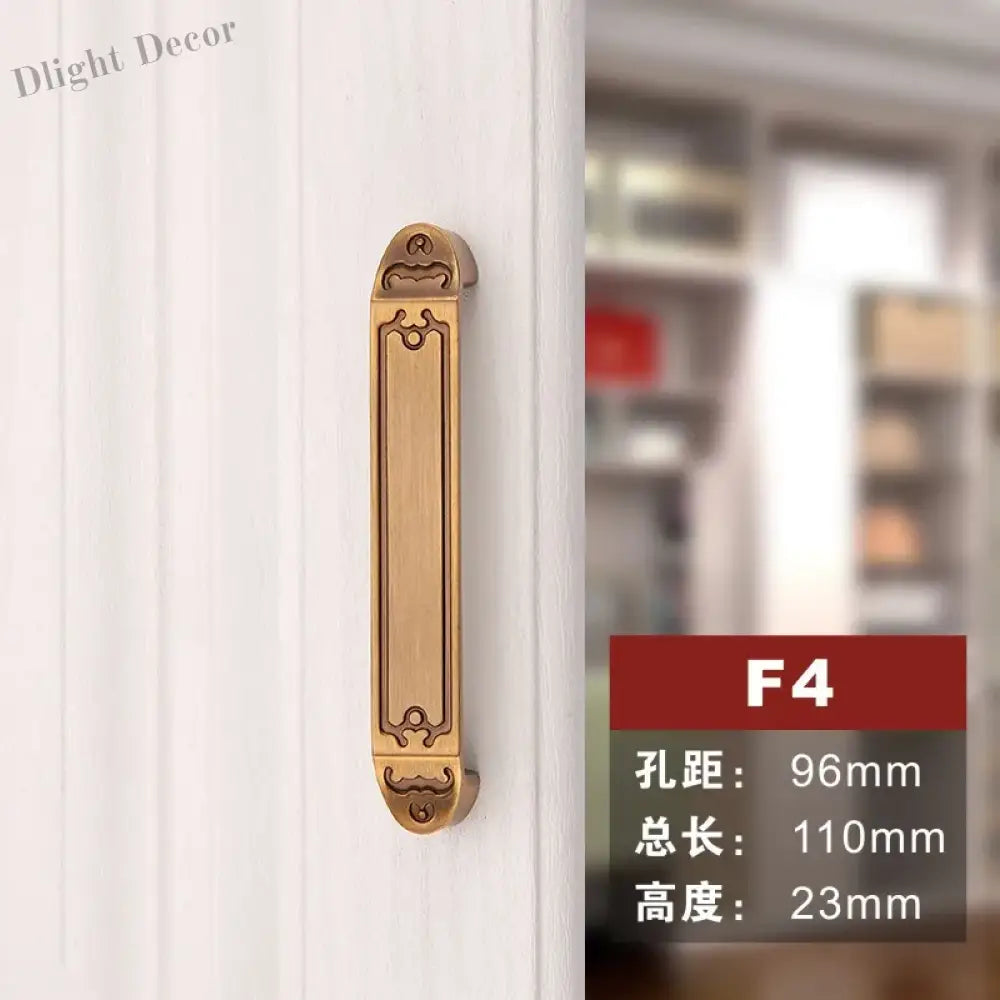 Antique Yellow Bronze Wardrobe Handles - Modern Zinc Alloy Drawer Knobs for Cabinets and Closets F4 96mm Handles