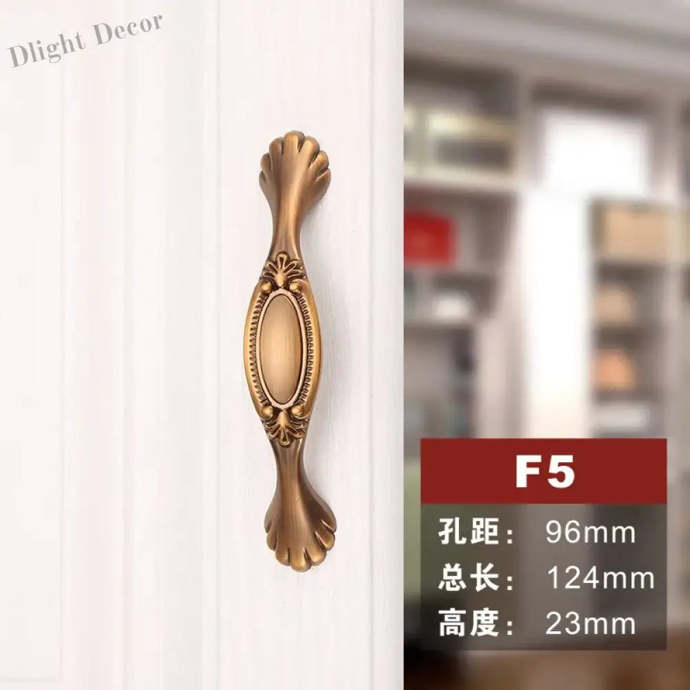 Antique Yellow Bronze Wardrobe Handles - Modern Zinc Alloy Drawer Knobs for Cabinets and Closets F5 96mm Handles