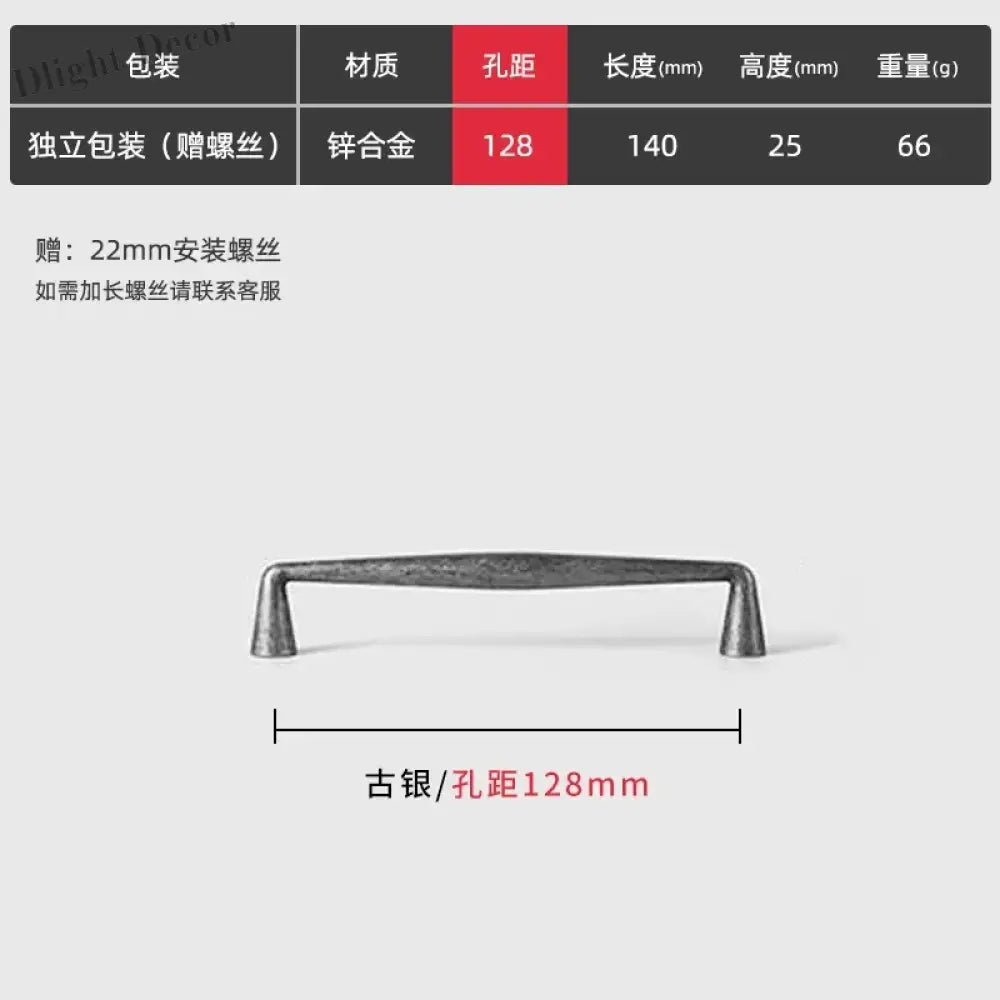 Antique Zinc Alloy Drawer and Cabinet Handles – Retro Bronze Vintage Style 8985 Silver 128mm Handles