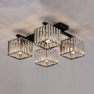 Anya’s Modern Crystal Chandelier - Square Design 4 / Black Ceiling Light