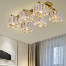 Anya’s Modern Crystal Chandelier - Square Design 6 / Gold Ceiling Light