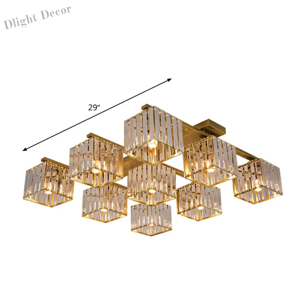 Anya’s Modern Crystal Chandelier - Square Design Ceiling Light