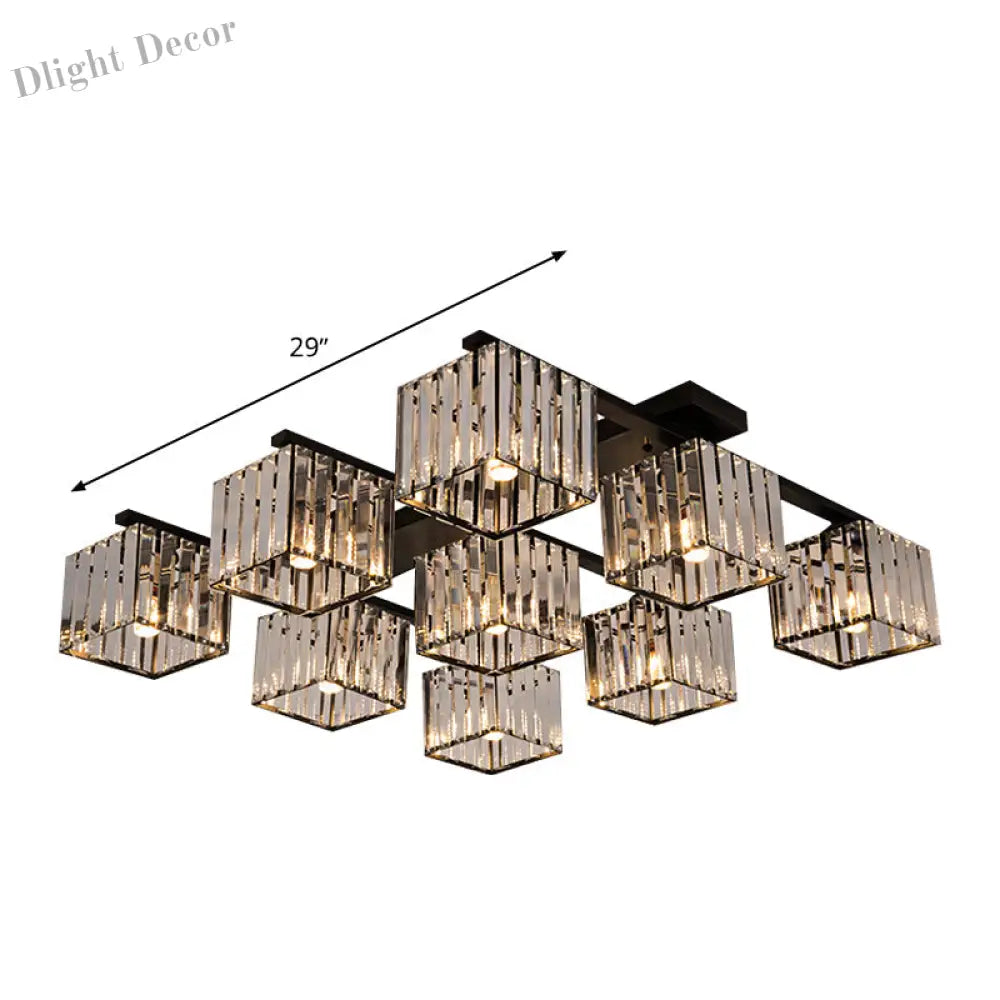 Anya’s Modern Crystal Chandelier - Square Design Ceiling Light