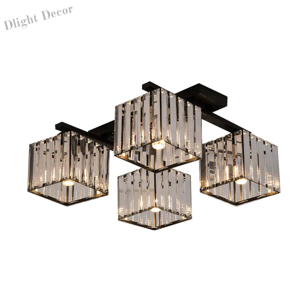 Anya’s Modern Crystal Chandelier - Square Design Ceiling Light