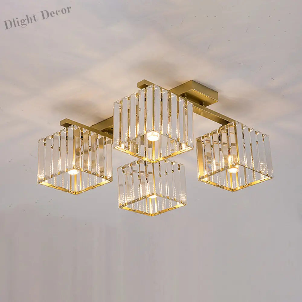 Anya’s Modern Crystal Chandelier - Square Design Ceiling Light