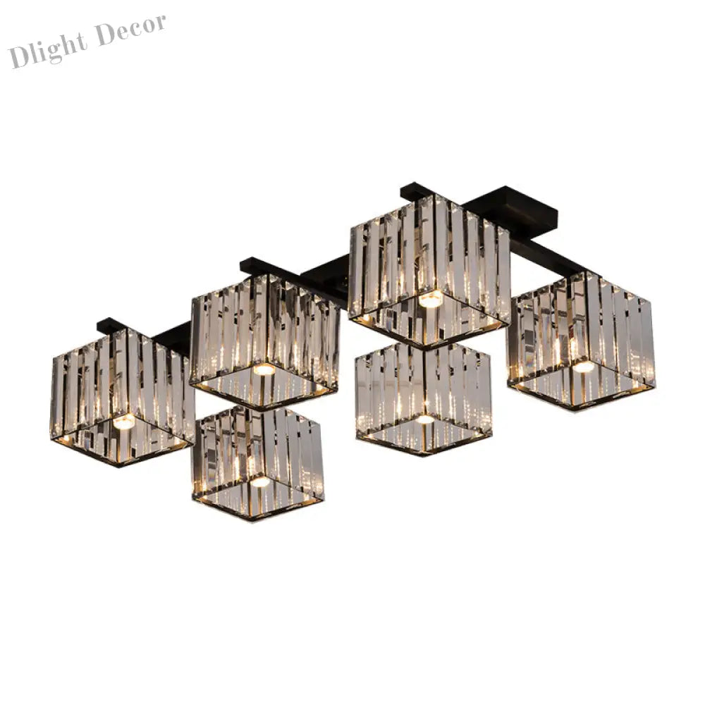 Anya’s Modern Crystal Chandelier - Square Design Ceiling Light