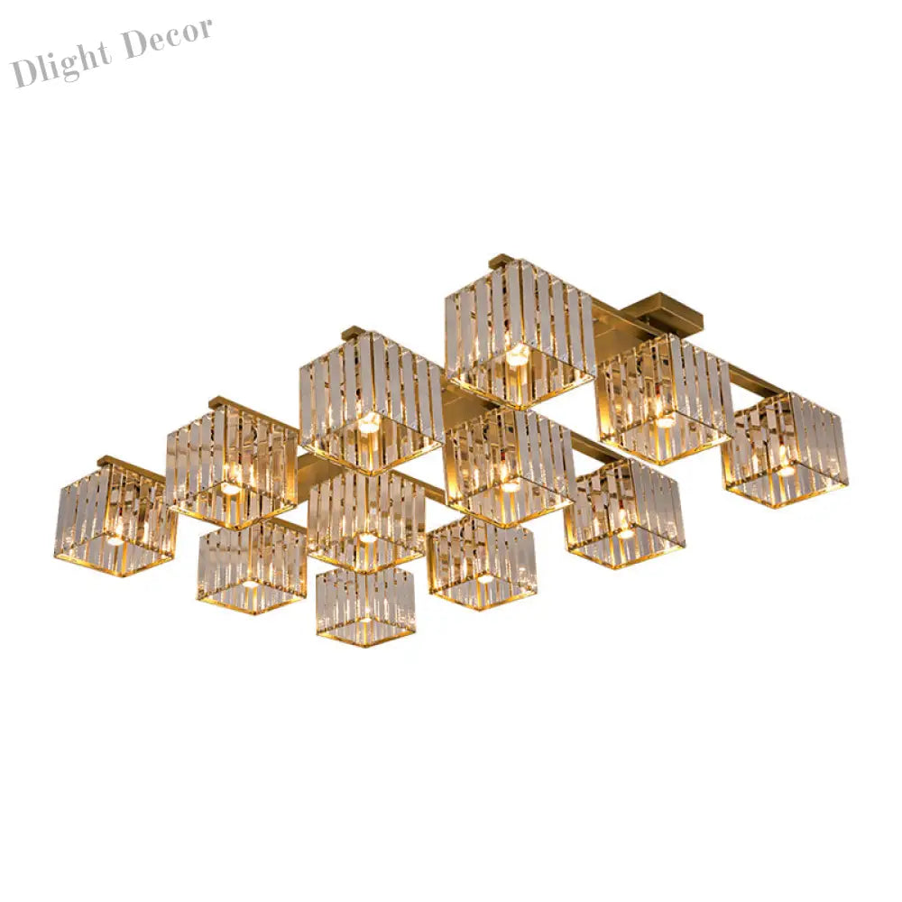 Anya’s Modern Crystal Chandelier - Square Design Ceiling Light