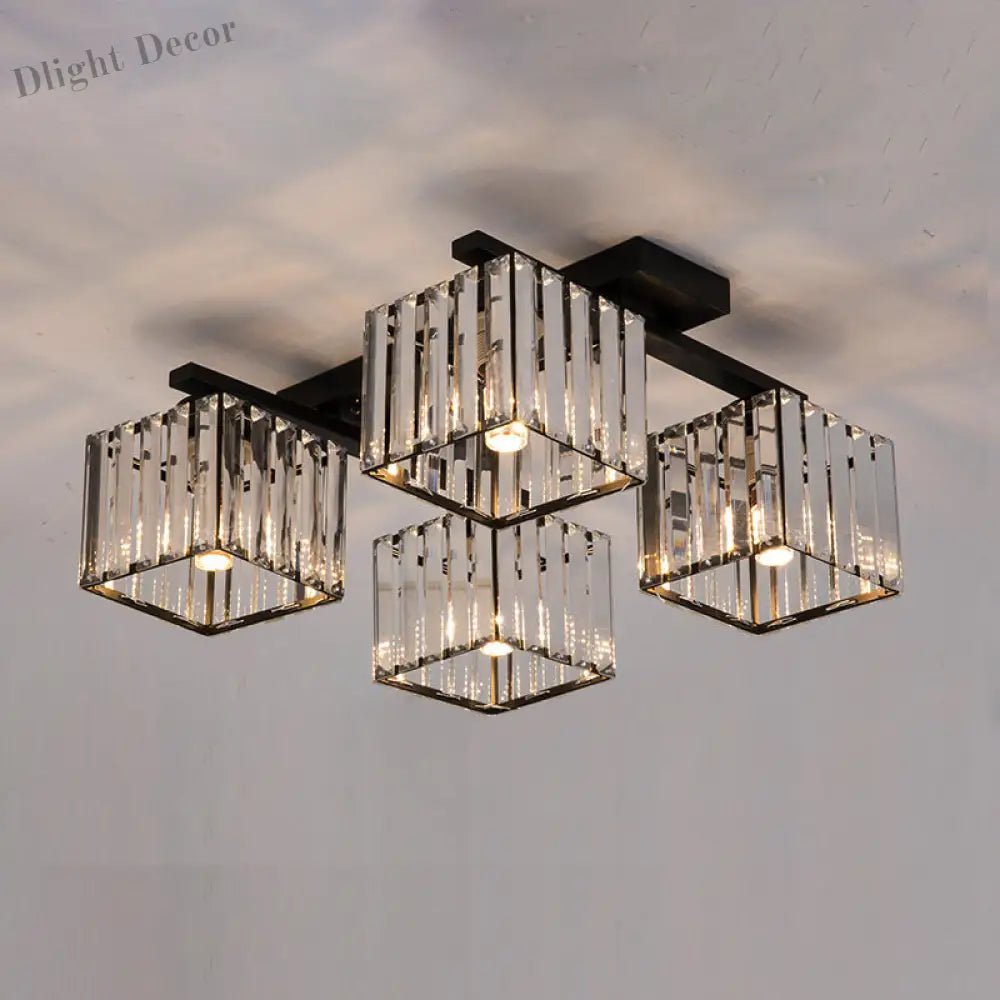 Anya’s Modern Crystal Chandelier - Square Design Ceiling Light