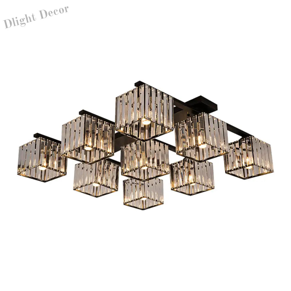 Anya’s Modern Crystal Chandelier - Square Design Ceiling Light