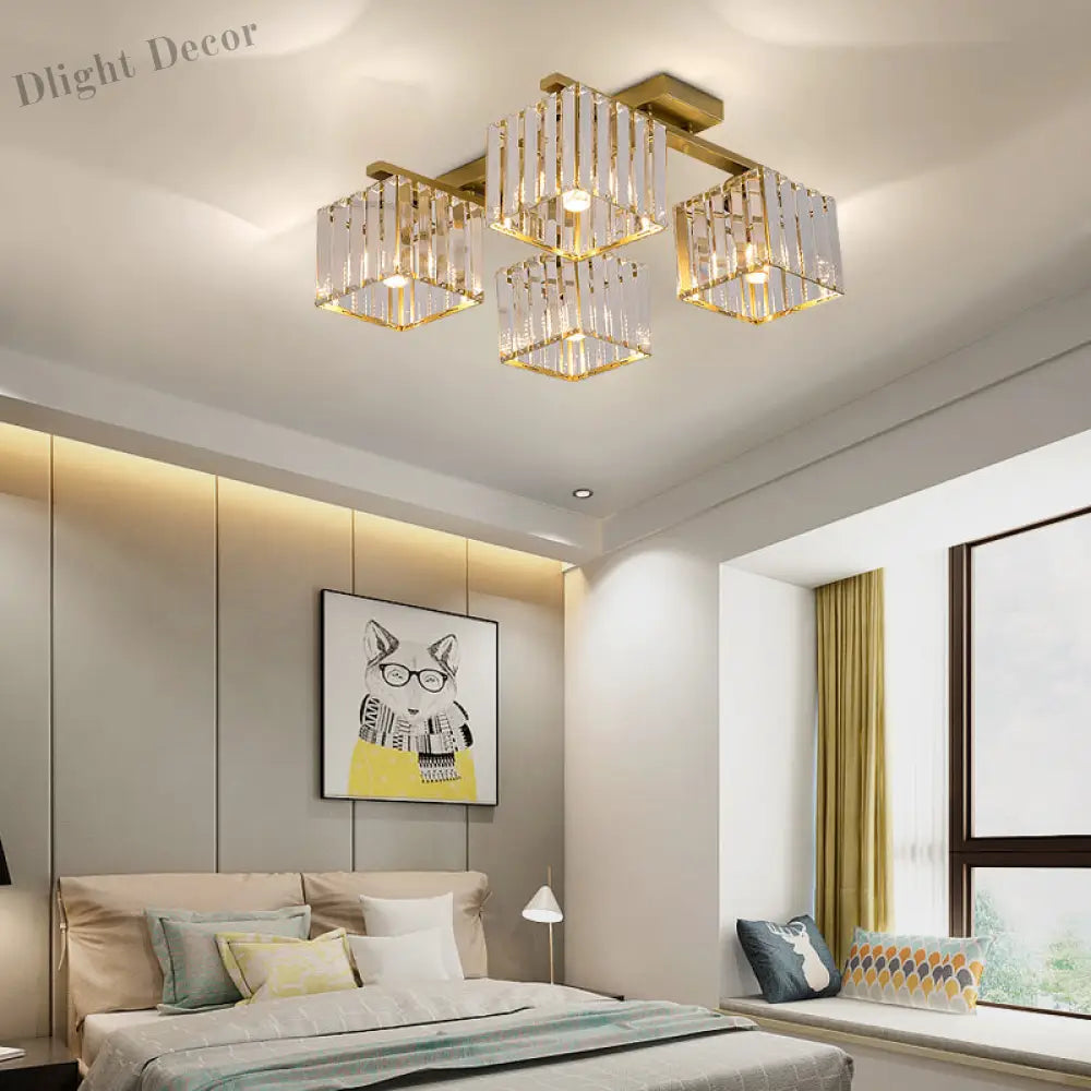 Anya’s Modern Crystal Chandelier - Square Design Ceiling Light