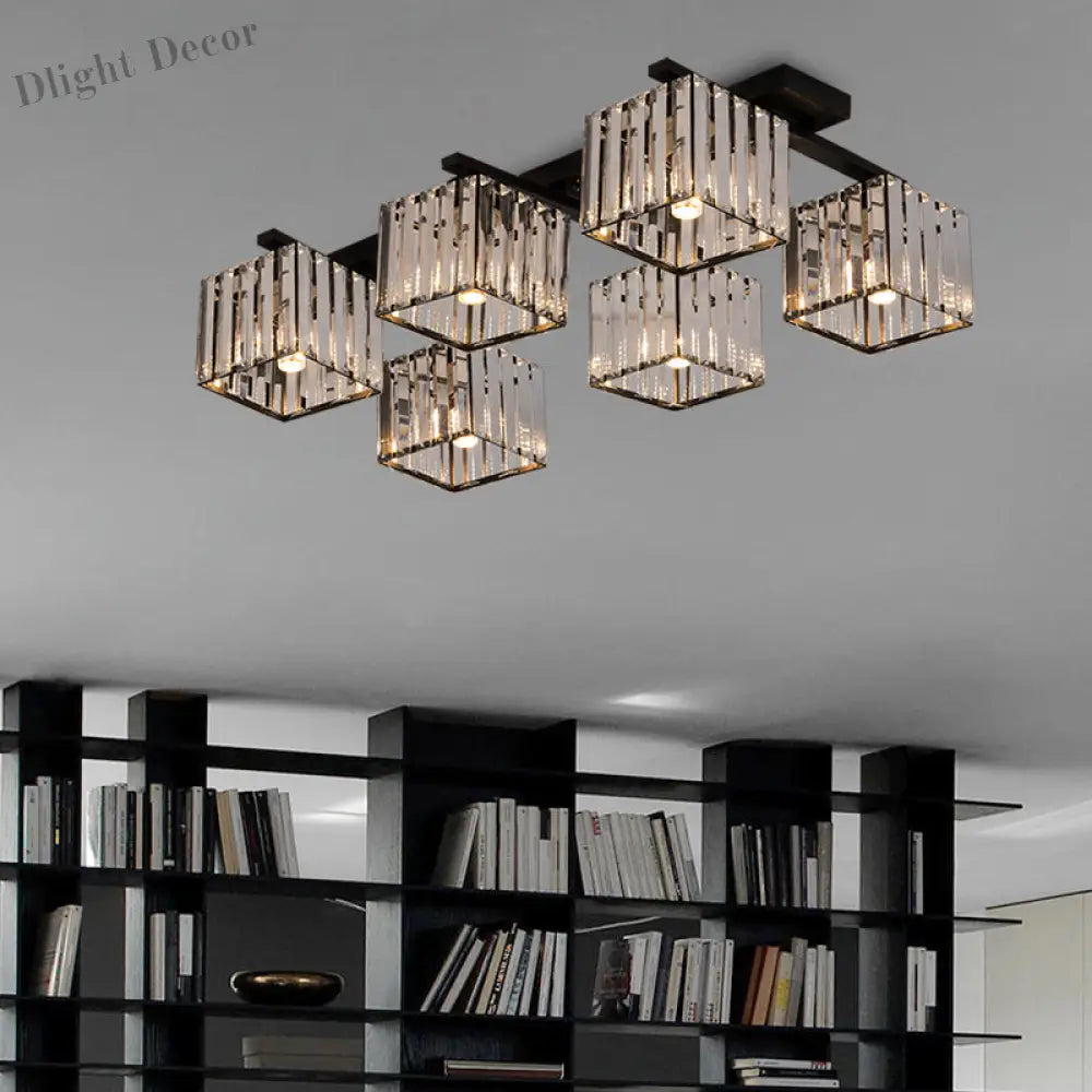 Anya’s Modern Crystal Chandelier - Square Design Ceiling Light