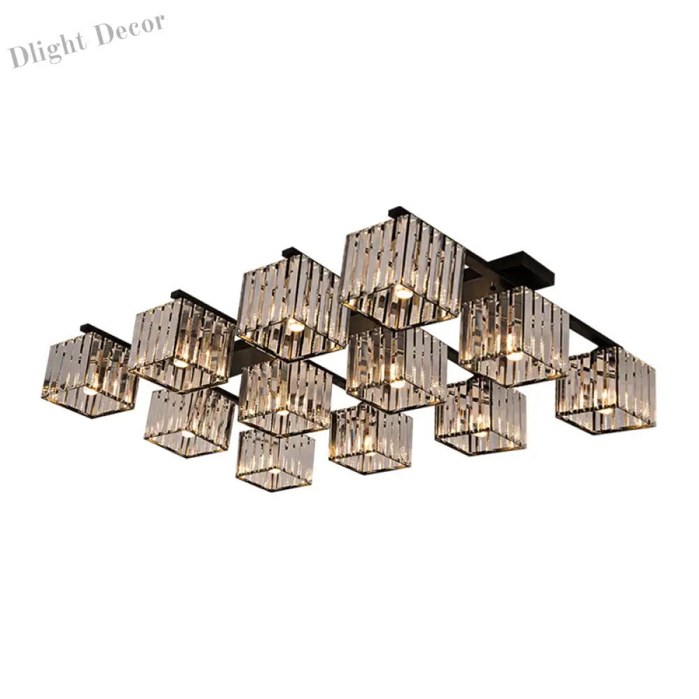 Anya’s Modern Crystal Chandelier - Square Design Ceiling Light