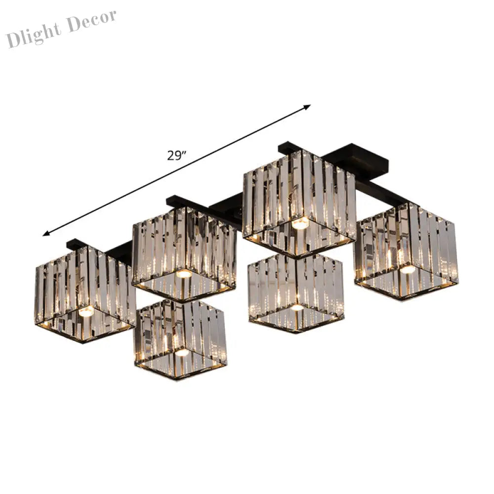 Anya’s Modern Crystal Chandelier - Square Design Ceiling Light