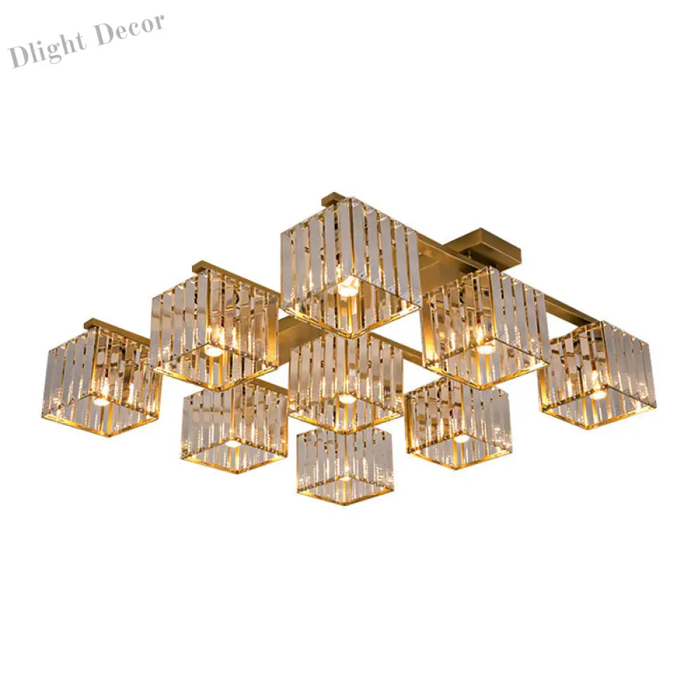 Anya’s Modern Crystal Chandelier - Square Design Ceiling Light