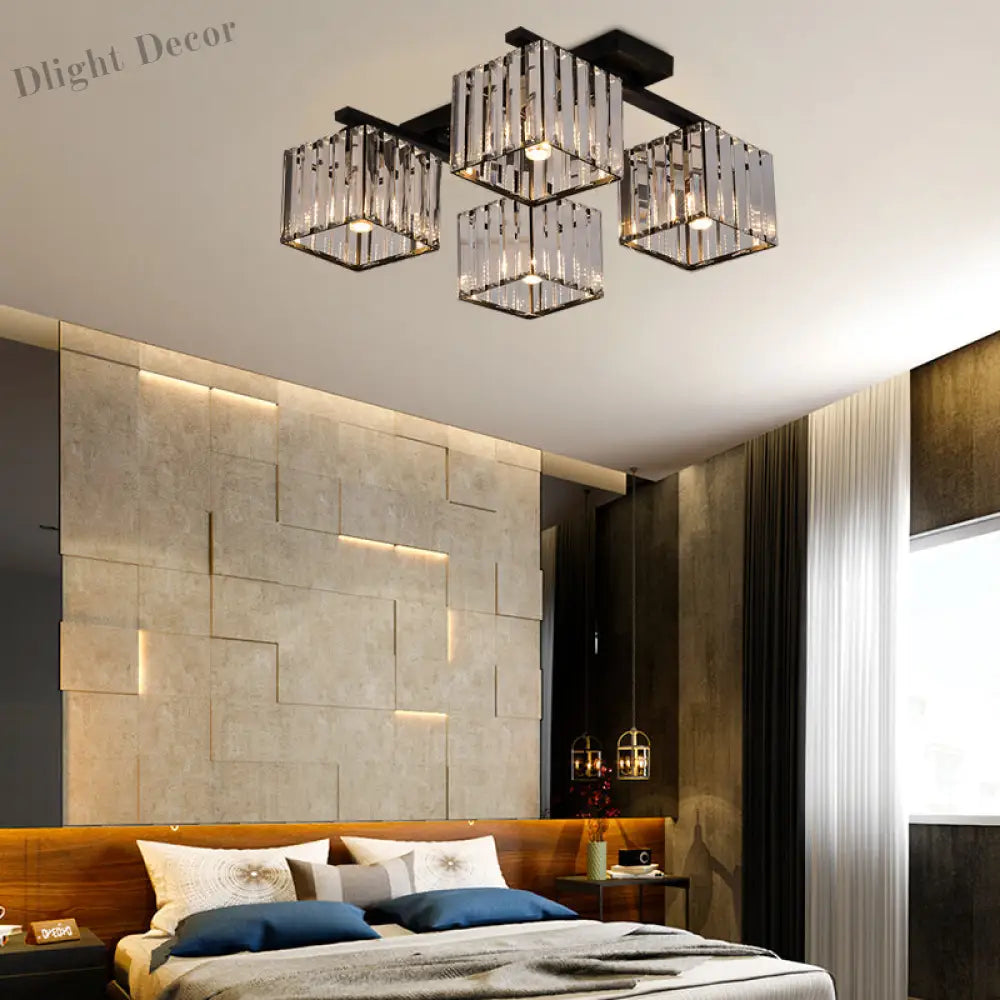 Anya’s Modern Crystal Chandelier - Square Design Ceiling Light