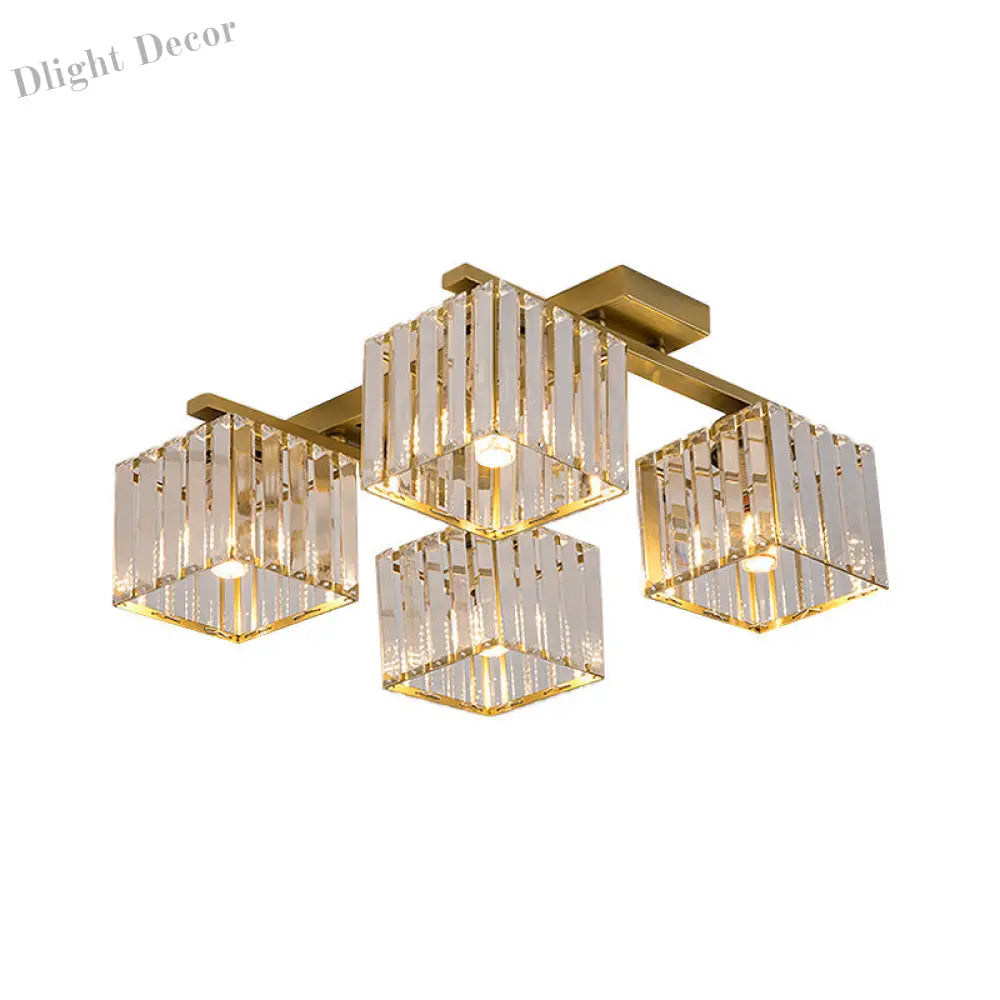 Anya’s Modern Crystal Chandelier - Square Design Ceiling Light