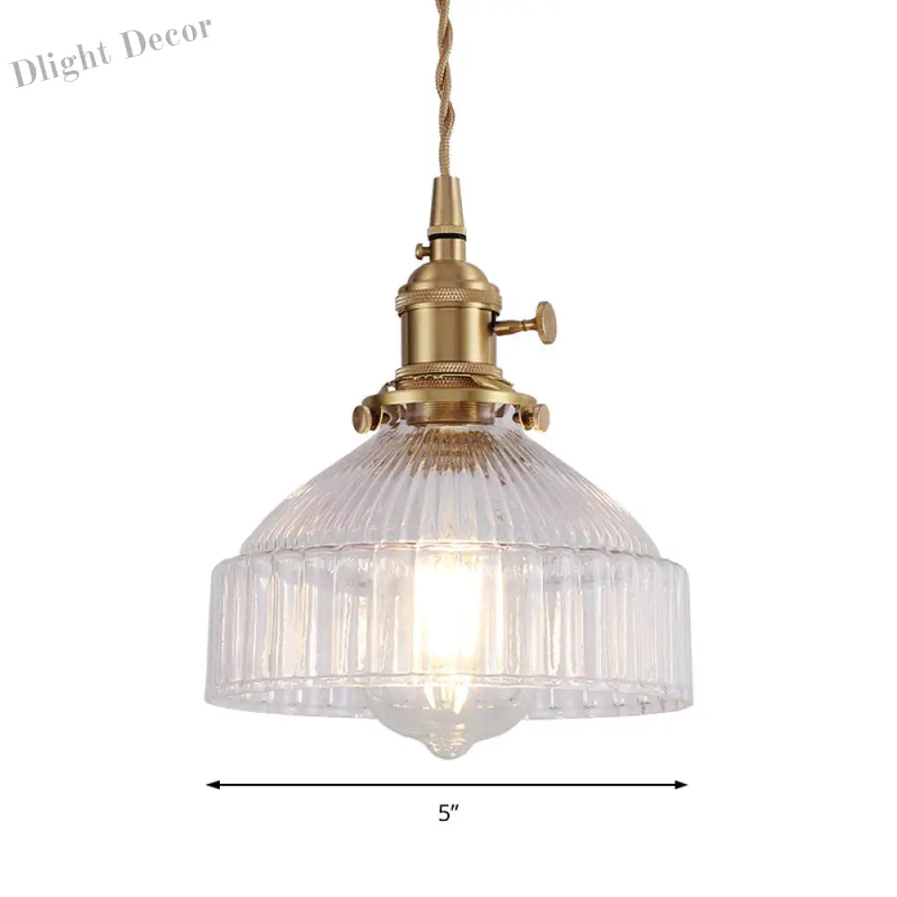 Ariana - Modern Industrial Pendant Light With Clear Glass Bowl (1 - Light Brass) Lighting