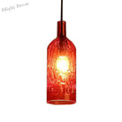 Art Deco Wine Bottle Hanging Lamp With Wavy Glass For Restaurant And Bar - Vintage 1 - Light Down