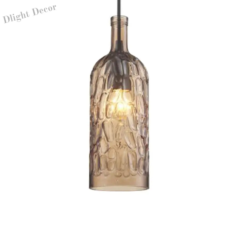 Art Deco Wine Bottle Hanging Lamp With Wavy Glass For Restaurant And Bar - Vintage 1 - Light Down