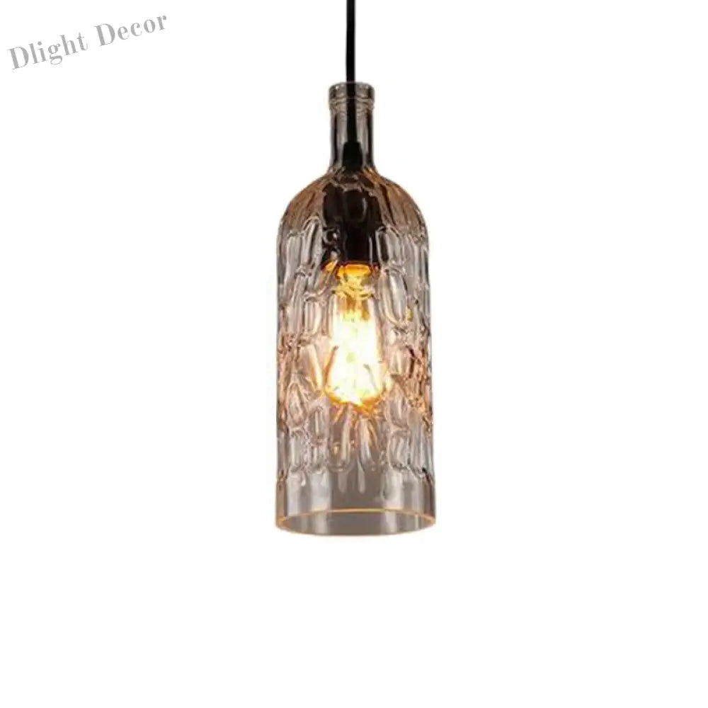 Art Deco Wine Bottle Hanging Lamp With Wavy Glass For Restaurant And Bar - Vintage 1 - Light Down