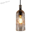 Art Deco Wine Bottle Hanging Lamp With Wavy Glass For Restaurant And Bar - Vintage 1 - Light Down