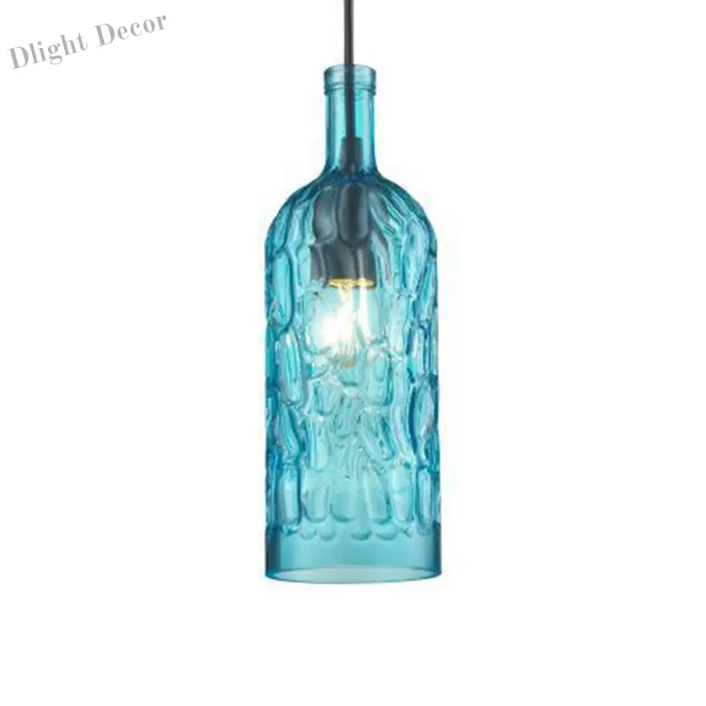 Art Deco Wine Bottle Hanging Lamp With Wavy Glass For Restaurant And Bar - Vintage 1 - Light Down