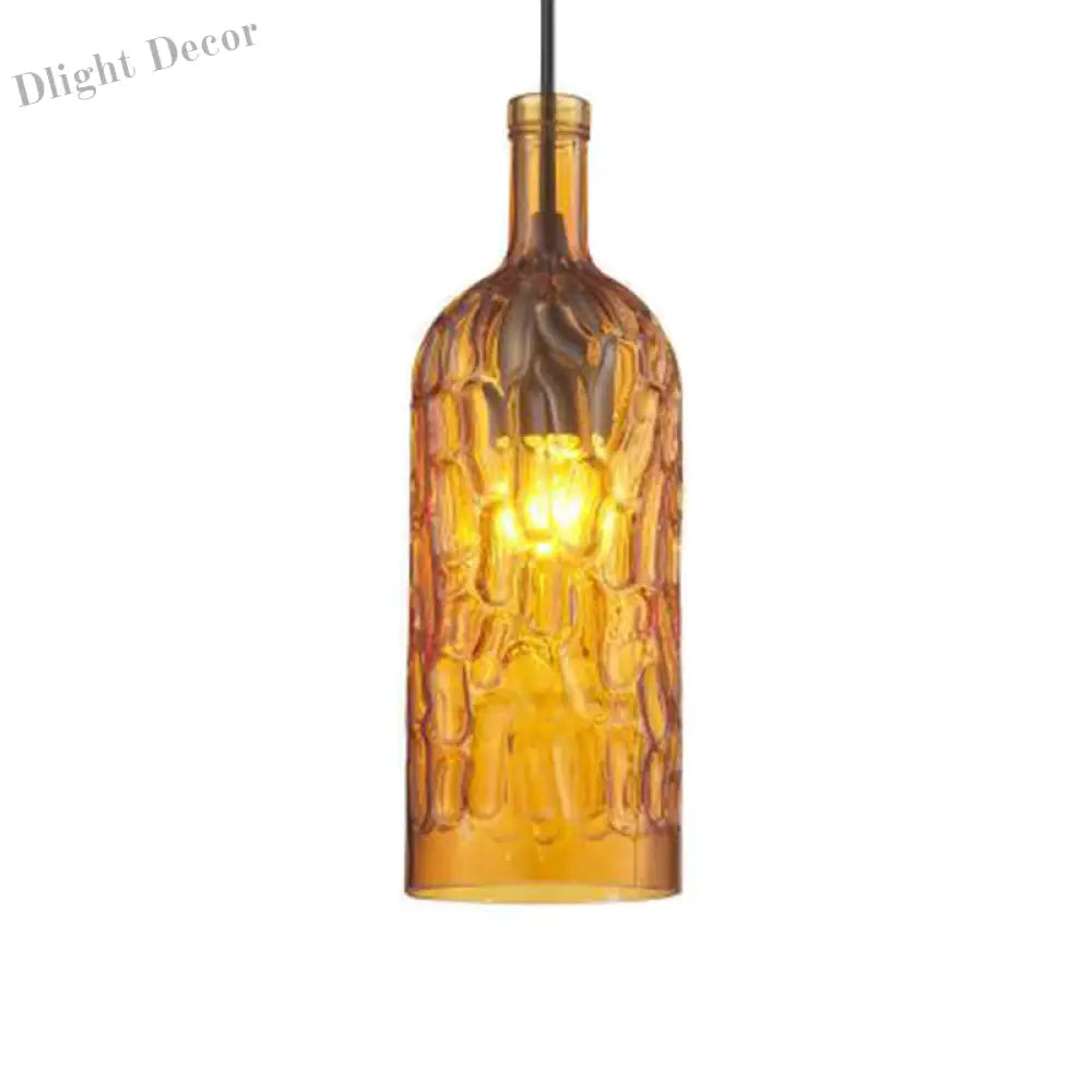 Art Deco Wine Bottle Hanging Lamp With Wavy Glass For Restaurant And Bar - Vintage 1 - Light Down