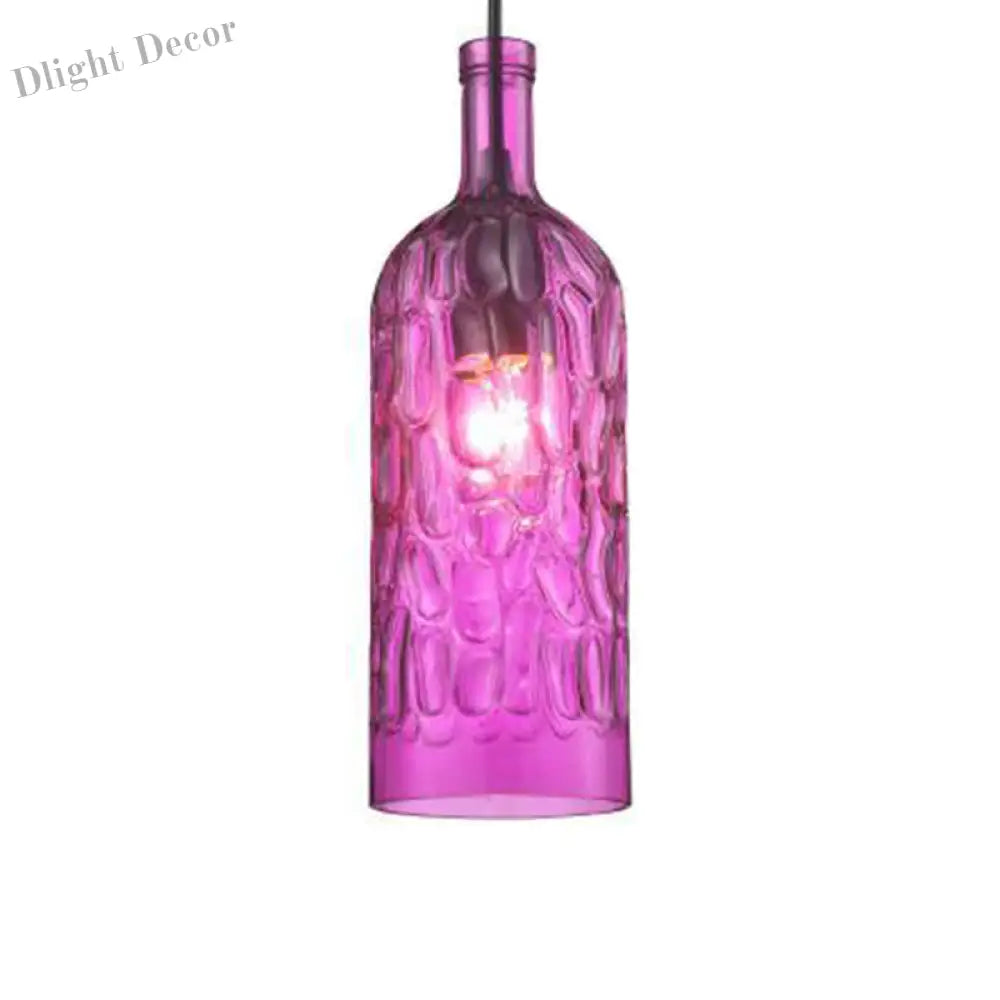 Art Deco Wine Bottle Hanging Lamp With Wavy Glass For Restaurant And Bar - Vintage 1 - Light Down