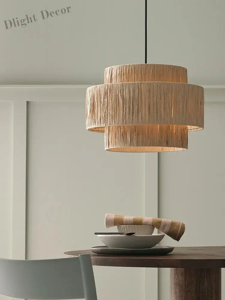 Artful Hand - Knitted Rattan Pendant Lamp - Elegant Lighting For Living Rooms And Bedrooms Lights