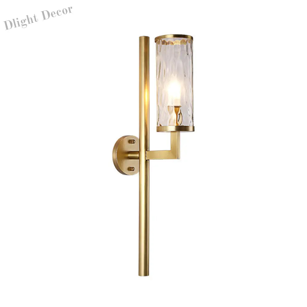 Arthur’s Elegant Embrace: Modern Brass Wall Sconce With Clear Glass Shade Wall Light