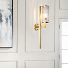 Arthur’s Elegant Embrace: Modern Brass Wall Sconce With Clear Glass Shade Wall Light