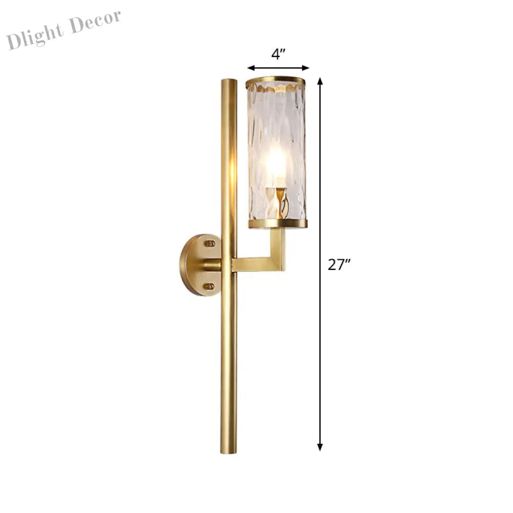 Arthur’s Elegant Embrace: Modern Brass Wall Sconce With Clear Glass Shade Wall Light