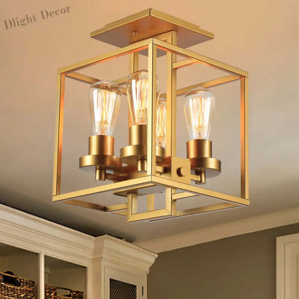 Aubrie Square Ceiling Light - Industrial Style For Modern Living Fixtures