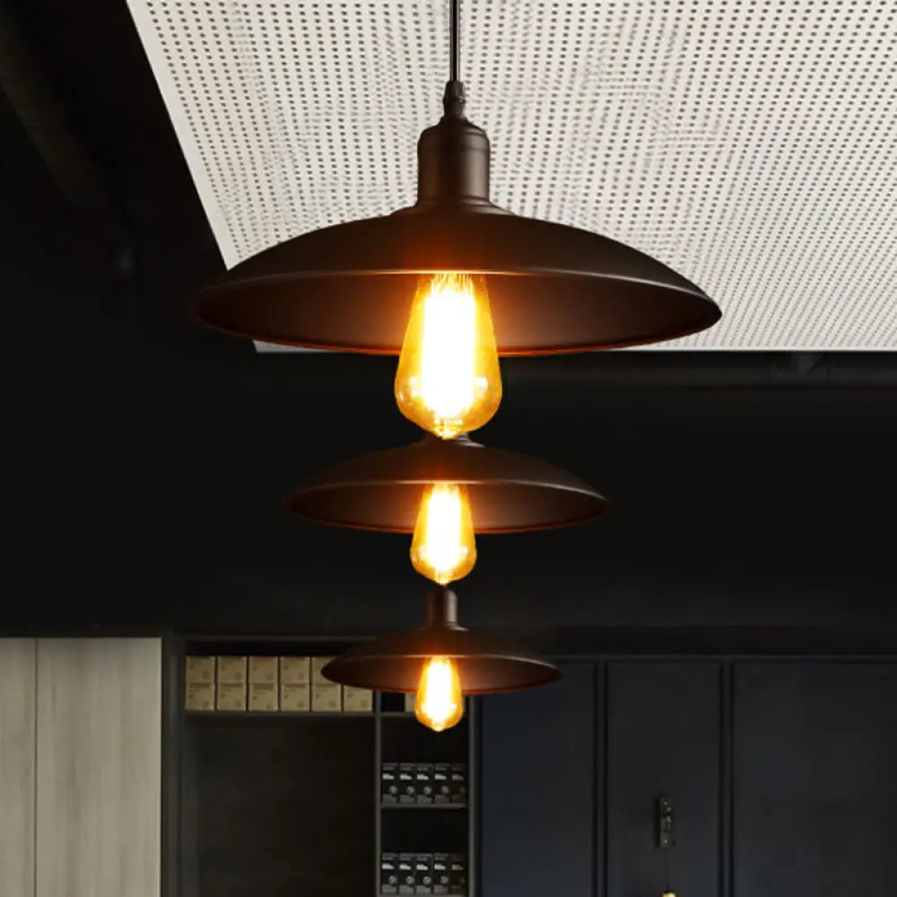 Audrey Metal Pot Lid Pendant Light - Chic 1 - Light Fixture For Restaurants Black Lighting