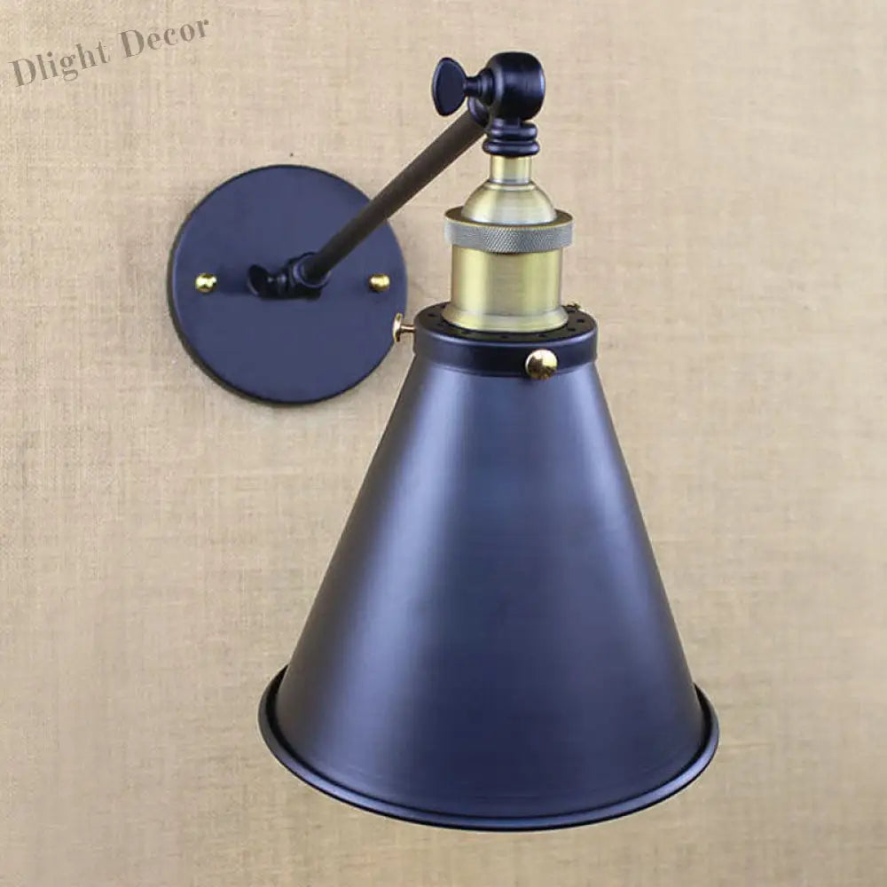 Avery - Industrial Swing Arm Sconce With Conic Shade (1 - Light Black) Wall Light