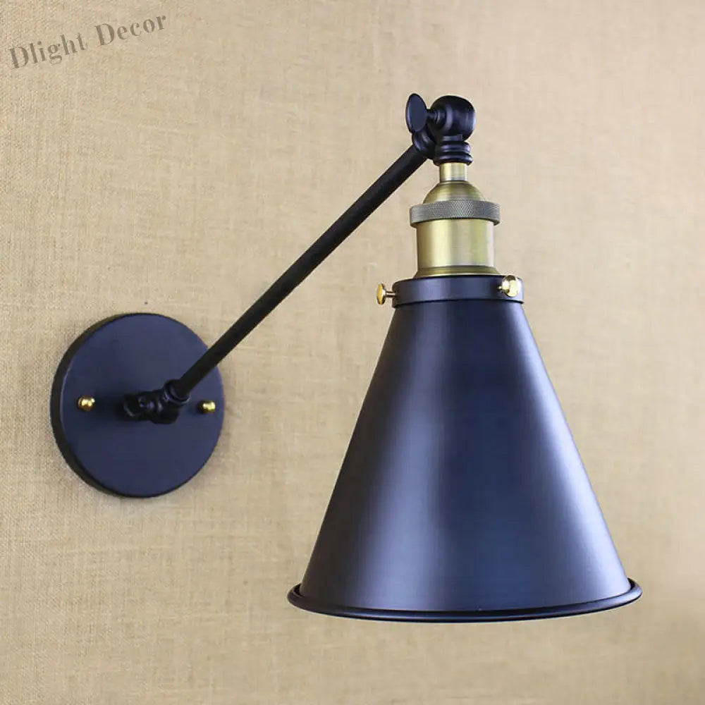 Avery - Industrial Swing Arm Sconce With Conic Shade (1 - Light Black) Wall Light