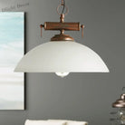 Avery’s Elegant Embrace: Farmhouse Pendant Lamp With White Glass Shade Lights